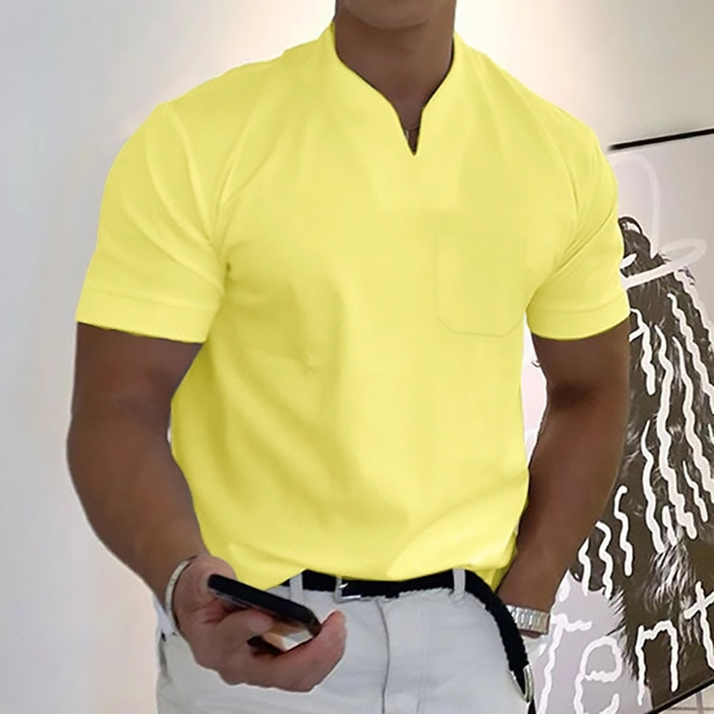 Jed | Men's Band Collar Pocket T-Shirt