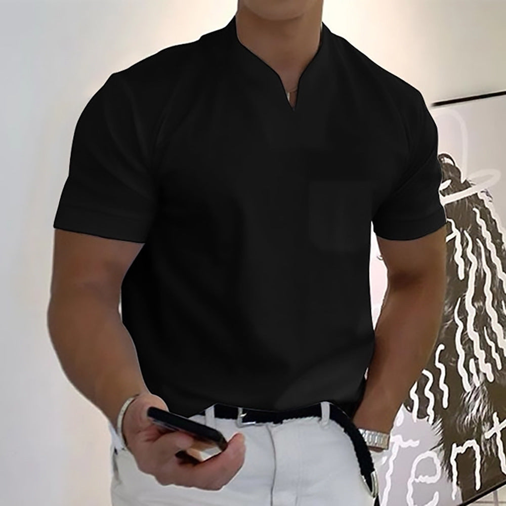 Jed | Men's Band Collar Pocket T-Shirt