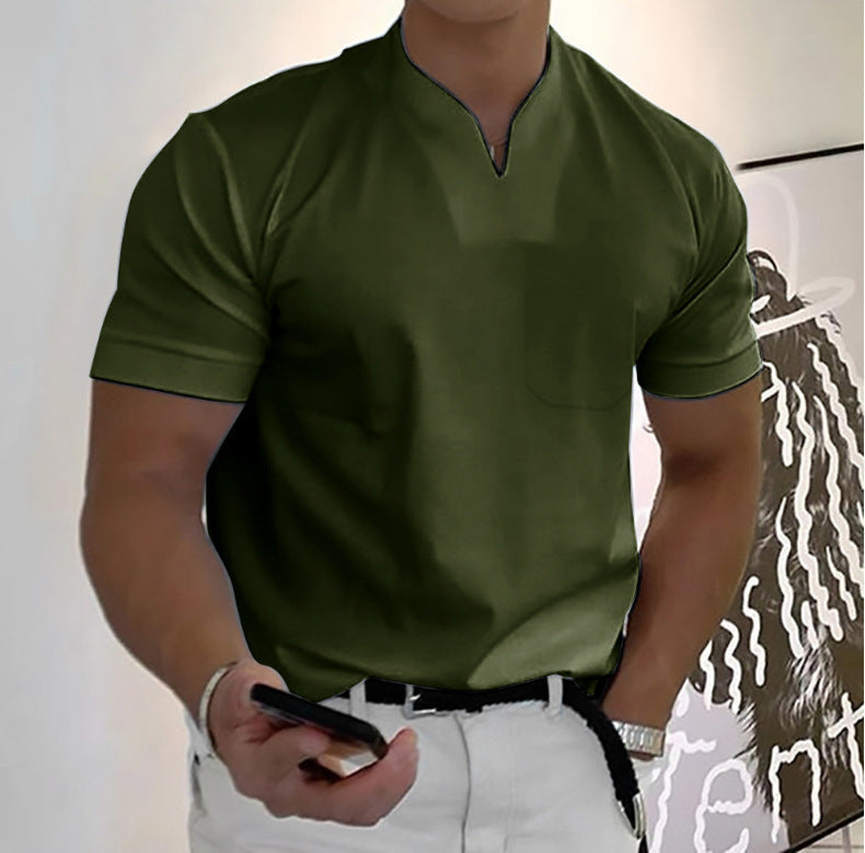 Jed | Men's Band Collar Pocket T-Shirt